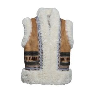 Bazar Deluxe Camel And White Eco-Shearling Vest - NWT